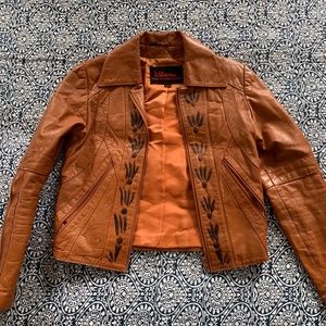 Cool Vintage Tan Colored Leather Jacket